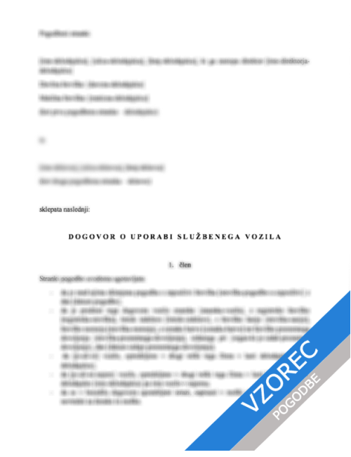 Dogovor o uporabi službenega vozila (vozilo ima delodajalec v najemu)